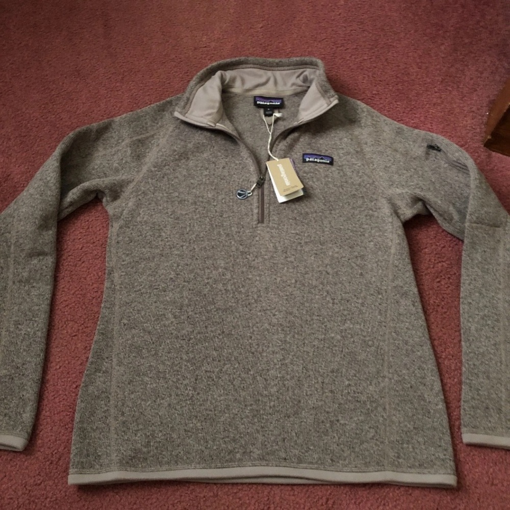 Patagonia Heather taupe Fleece better sweater 1/4 zip Pullover slim fit